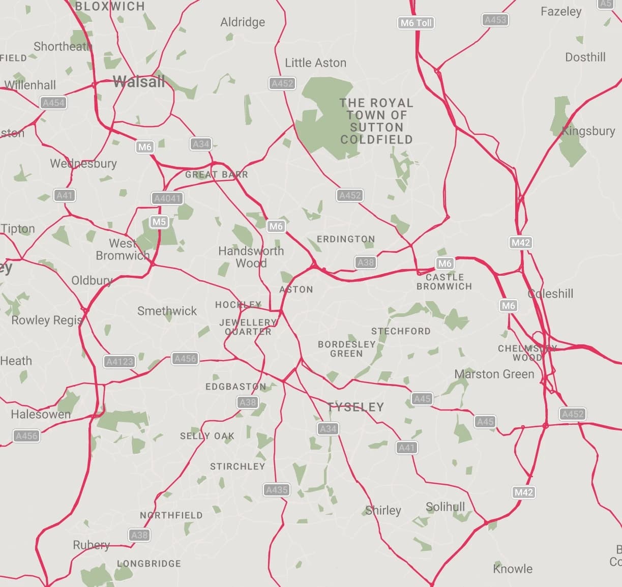 Birmingham Delivery Radius Map